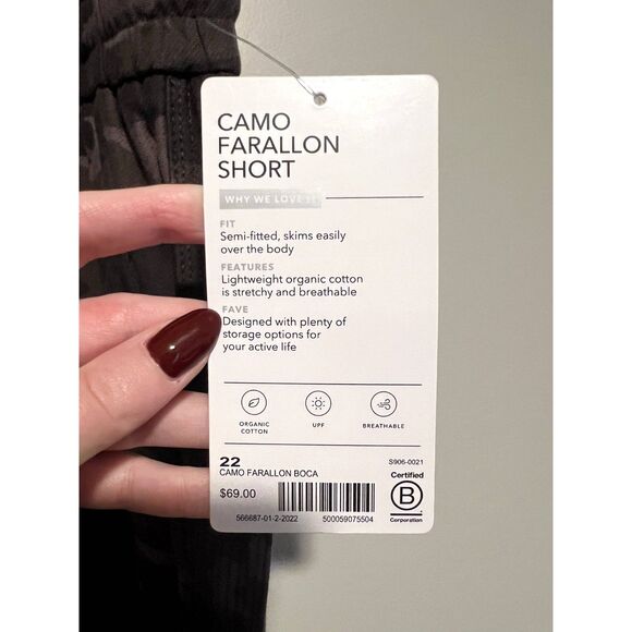 NWT Athleta Camo Farallon Shorts Drawstring Grey Green Plus Size 22 - Picture 7 of 11